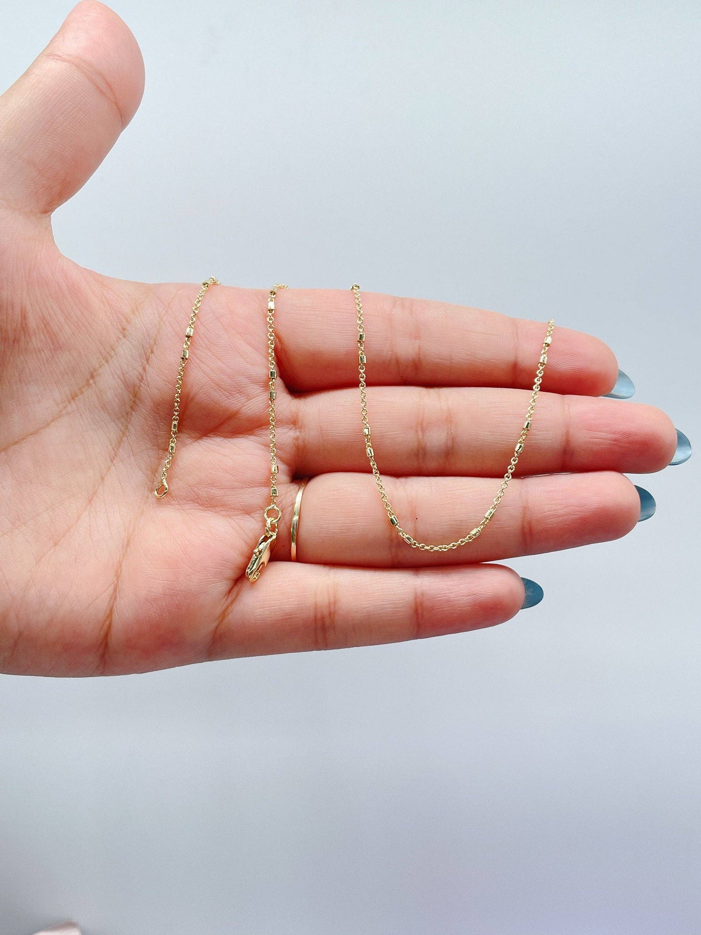 Milie Jewels - 18k Gold Filled Double-bar Satellite Chain with Oval Link