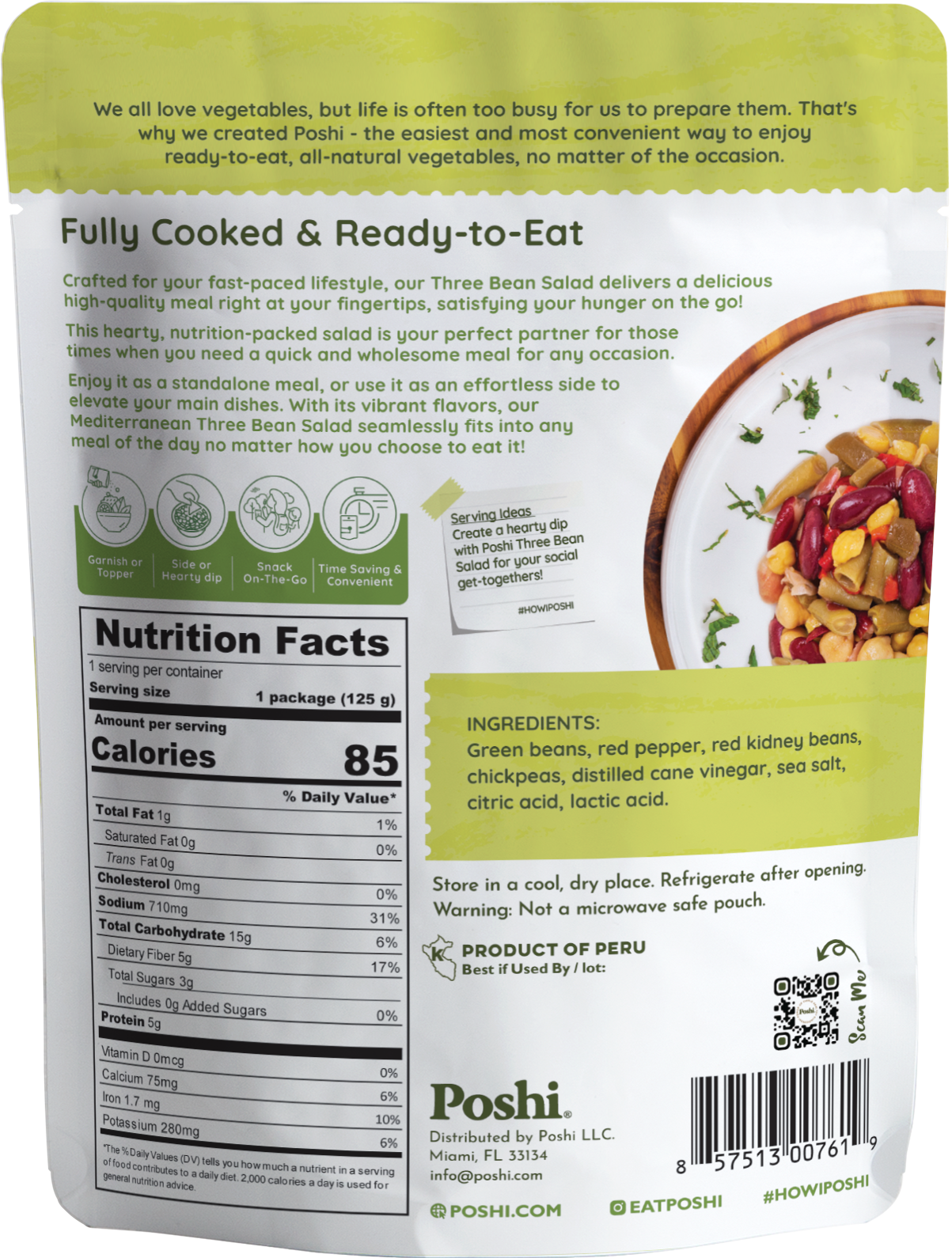 POSHI - Poshi - Mediterranean Three Bean Salad 4.4oz