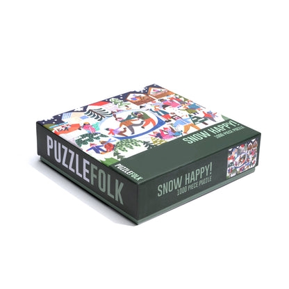 Puzzlefolk - Snow Happy 1,000 Piece Winter Holiday Puzzle