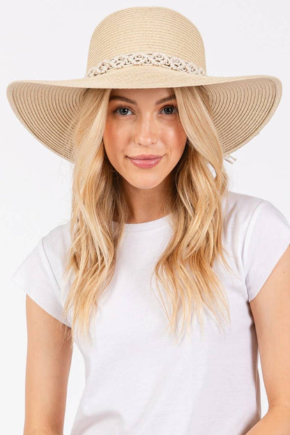 Collections by Fame Accessories - Braided Strap Straw Sun Hat