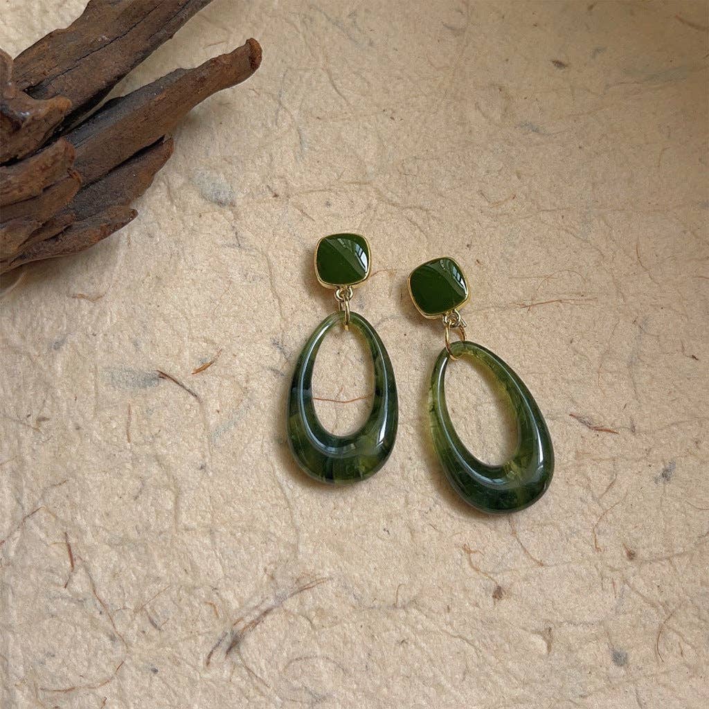 Dipped Shop - Green Geometric Resin Drop Dangle Earrings DP25E593