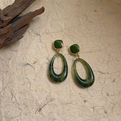 Dipped Shop - Green Geometric Resin Drop Dangle Earrings DP25E593