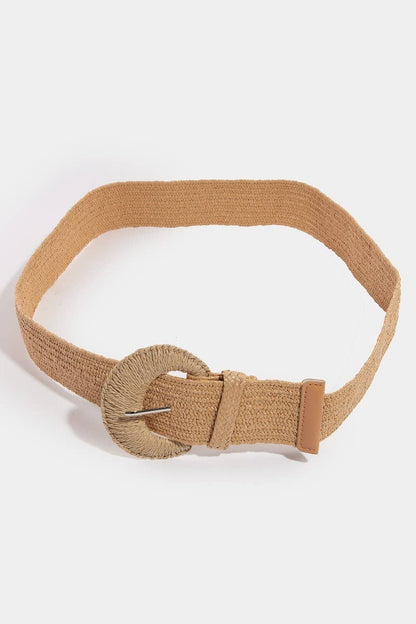 Collections by Fame Accessories - Large Braided Buckle Elastic Belt