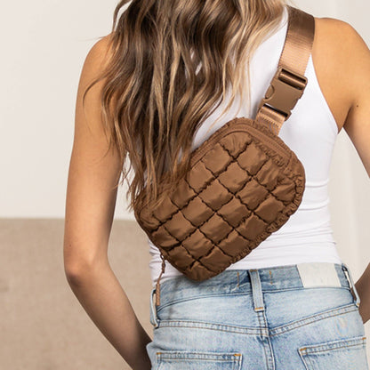 Aili's Corner - Evyn Quilted Puffer Sling Crossbody Belt Bum Fanny Waist Bag