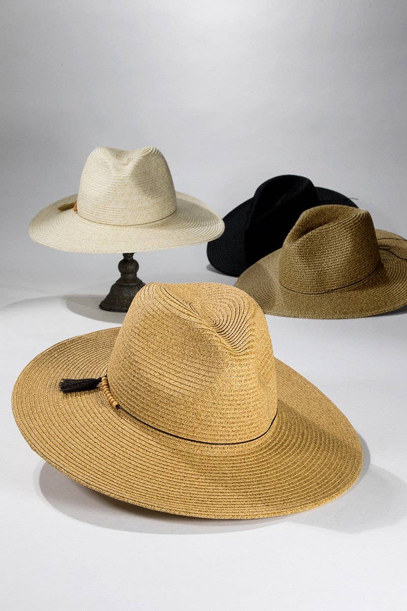 Urbanista - Duo-Tone Panama Hat with Wood Beads