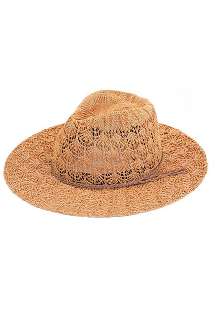 Hana - C.C Horseshoe Lace Knitting Summer Panama Hat