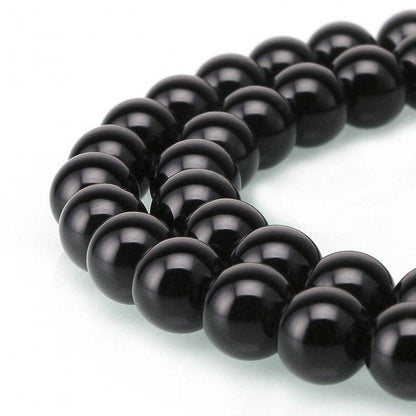 CRCBEADS - Black Onyx Smooth Round Beads 4mm 6mm 8mm 10mm 12mm 14-20mm 15.5" Strand