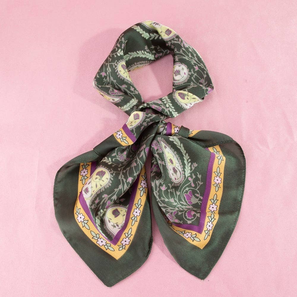 Anarchy Street - Paisley Floral Print Satin Square Scarf