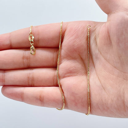 Milie Jewels - 18k Gold Filled Box Chain 1mm Necklace Dainty Jewelry