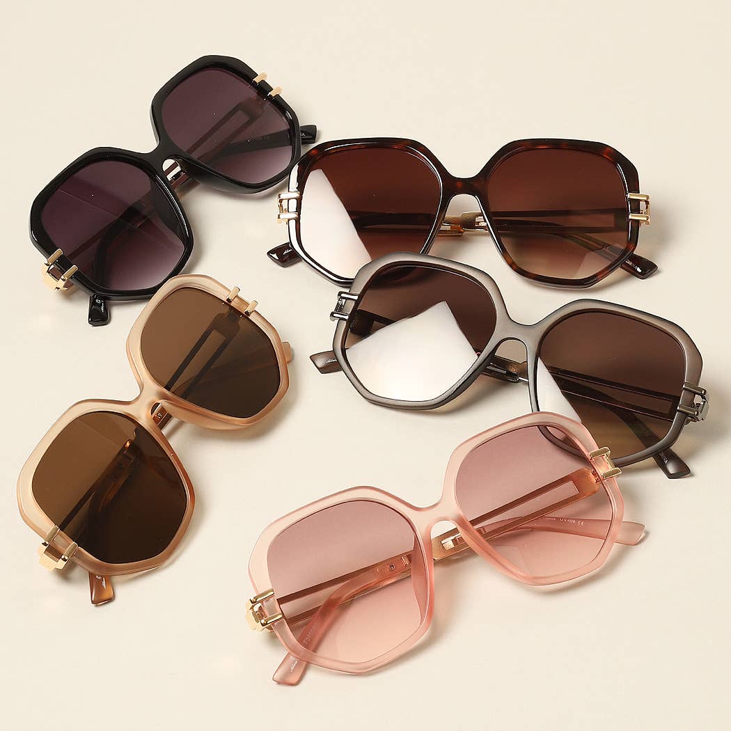 Fashion City - Women's Unique Temples Geometric Sunglasses