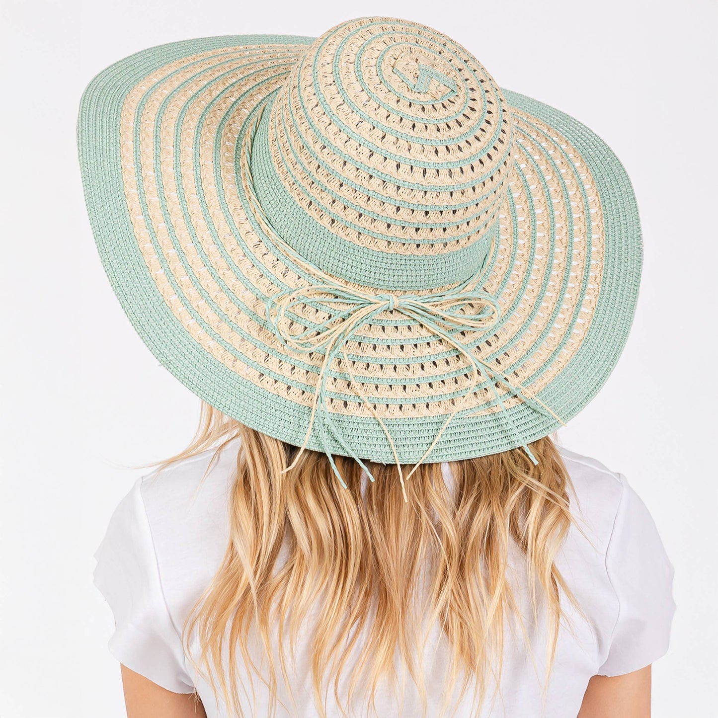 Hana - Striped Pattern Wide Brim Summer Floppy Sun Hat