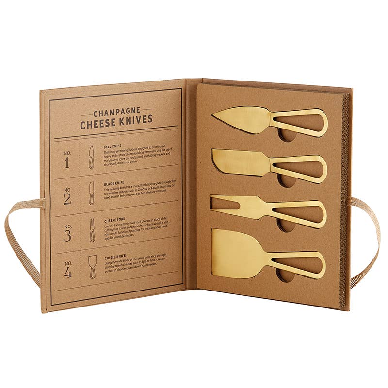 SBD102 Santa Barbara Design Studio by Creative Brands - Champagne Gold Cheese Knives Book Box