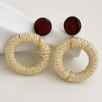 Dipped Shop - Vintage Elegant Wooden Rattan Earrings DPJE1721