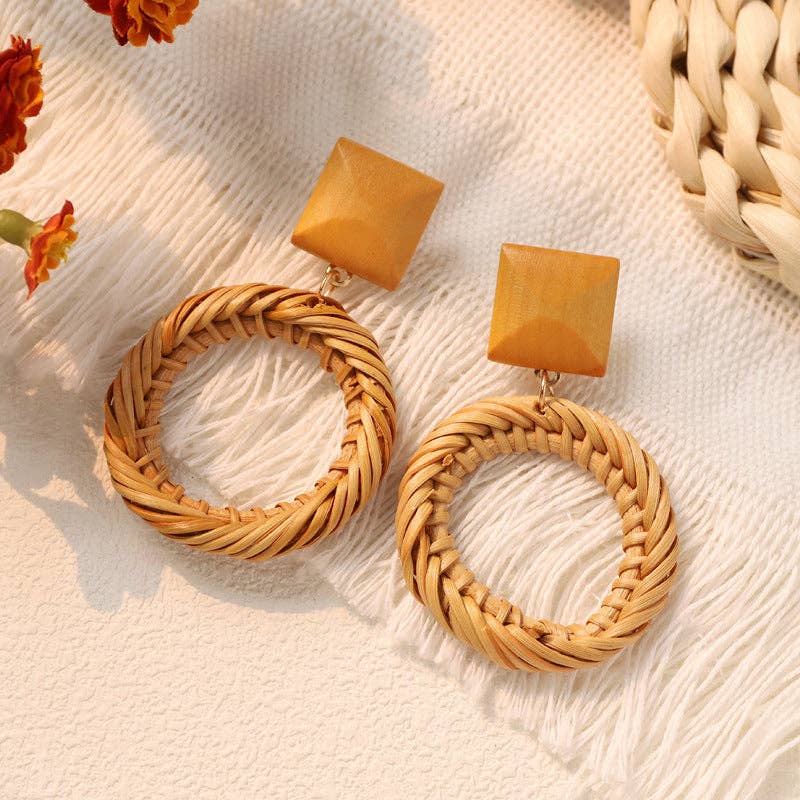 Dipped Shop - Bohemian Beach Vintage Woven Straw Earrings DP25D782
