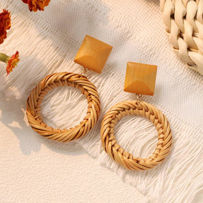Dipped Shop - Bohemian Beach Vintage Woven Straw Earrings DP25D782