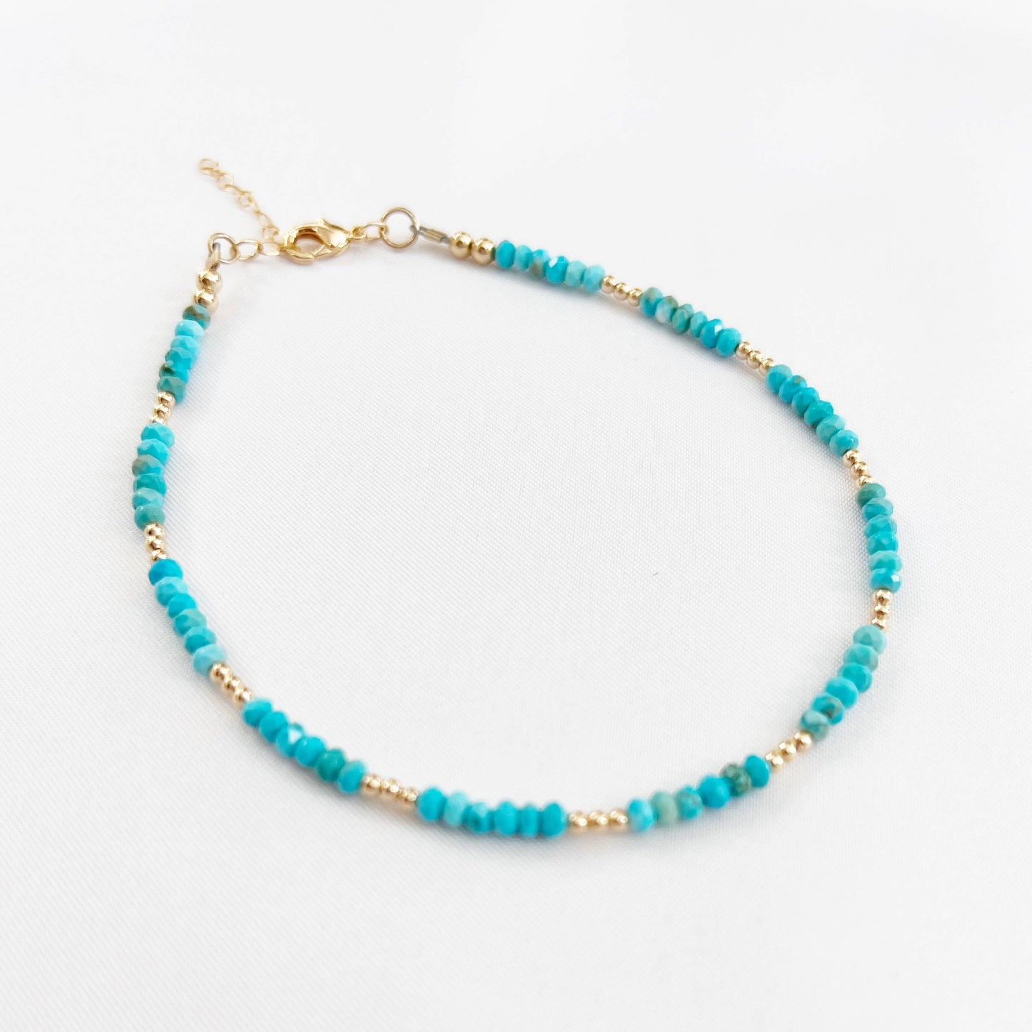 True by Kristy Jewelry - Free Spirit Danity Turquoise Beaded Gold Filled Anklet
