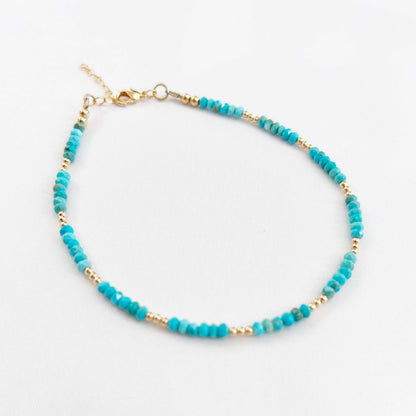 True by Kristy Jewelry - Free Spirit Danity Turquoise Beaded Gold Filled Anklet