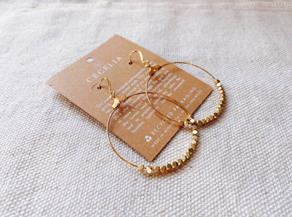 Cecelia Designs Jewelry - Hepburn Elegant Pearl or Gold Beaded Hoop Earrings