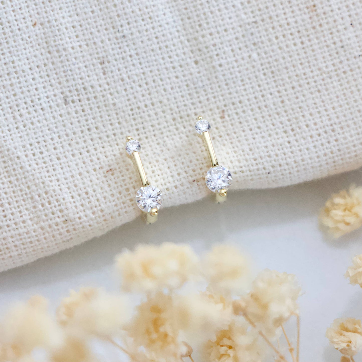 Mesa Blue - Zircon Pen Huggie Hoop Earrings -Hypoallergenic, Sterling Si