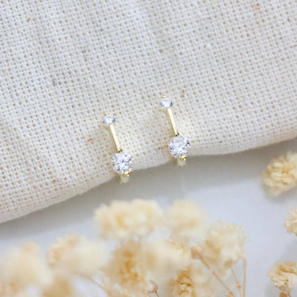 Mesa Blue - Zircon Pen Huggie Hoop Earrings -Hypoallergenic, Sterling Si