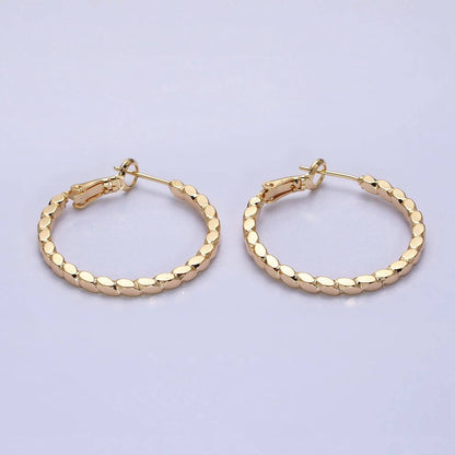 Aim Eternal - Gold Filled 30mm Geometric Oval Lined Hinge Hoop Earrings