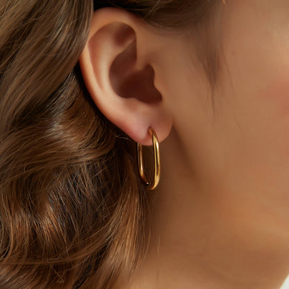 Melange Blanc - E080 rectangle hoop, hoop earring, rectanglehoop earring