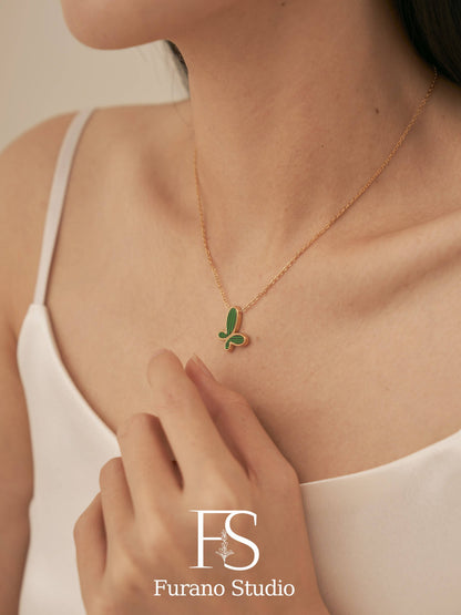 Furano Studio - Green Malachite Butterfly Pendant Necklace