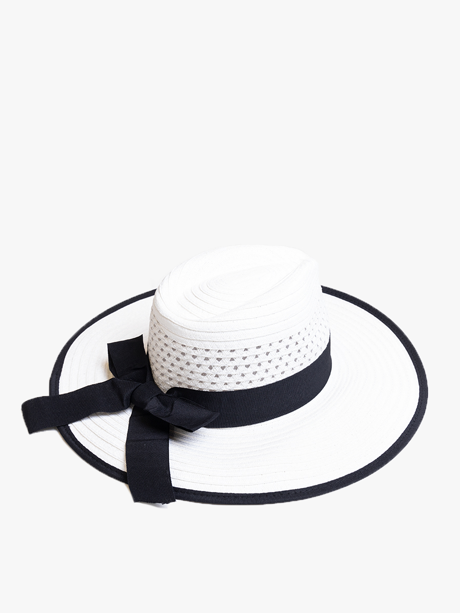 Jen & Co. - HAT2494 Diane Straw Fedora w/ Ribbon & Contrast Trim
