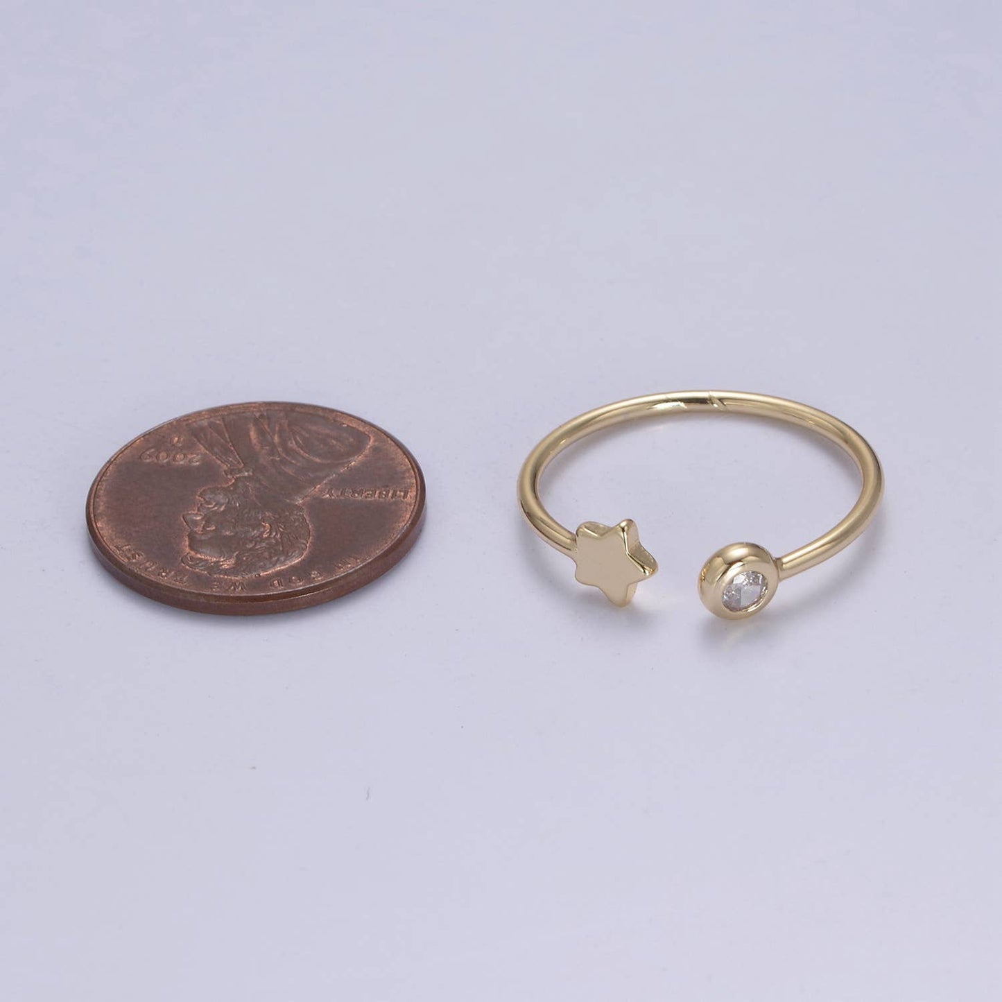 Aim Eternal - Dainty Celestial Mini Star & CZ Stone Adjustable Open Ring