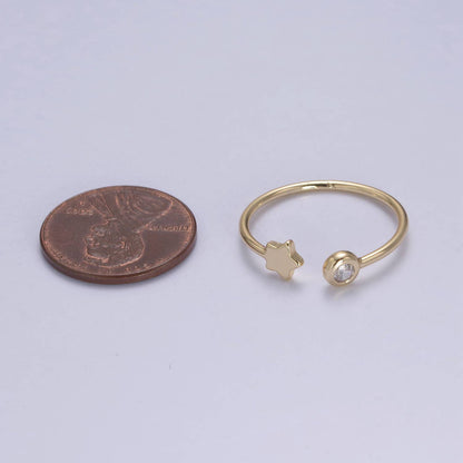 Aim Eternal - Dainty Celestial Mini Star & CZ Stone Adjustable Open Ring
