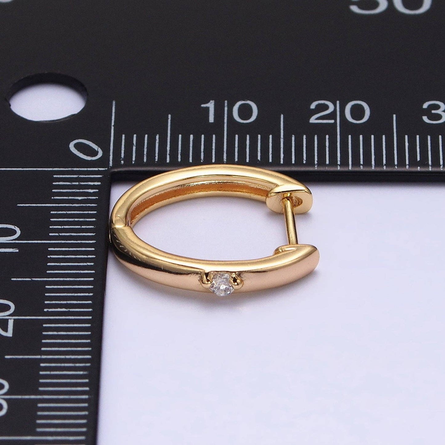 Aim Eternal - Gold Filled CZ Dotted Oval Minimalist Huggie Earrings