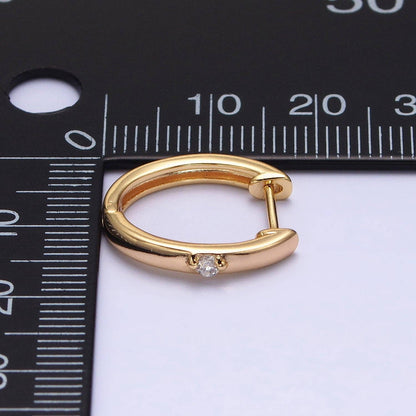 Aim Eternal - Gold Filled CZ Dotted Oval Minimalist Huggie Earrings