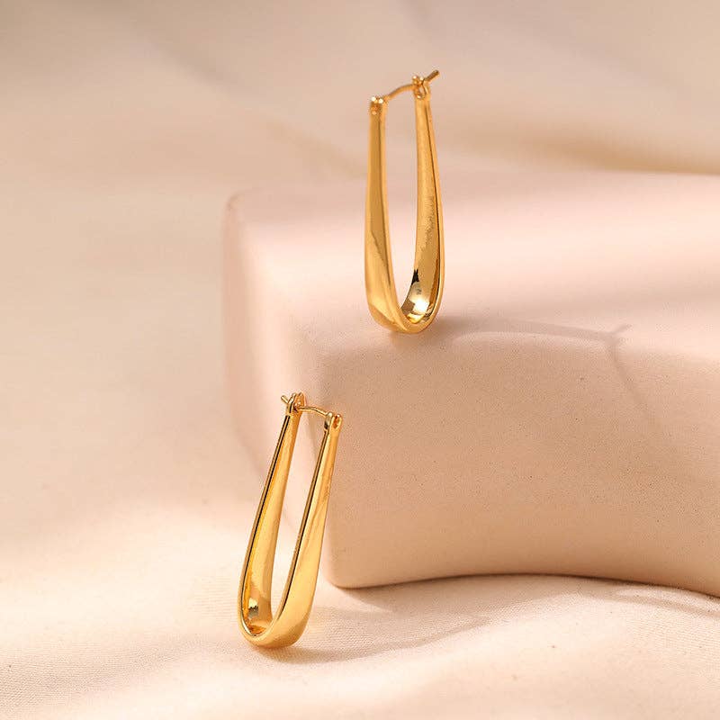 Dipped Shop - Simple U-Shape Drop Hoop Earrings DPJE1267