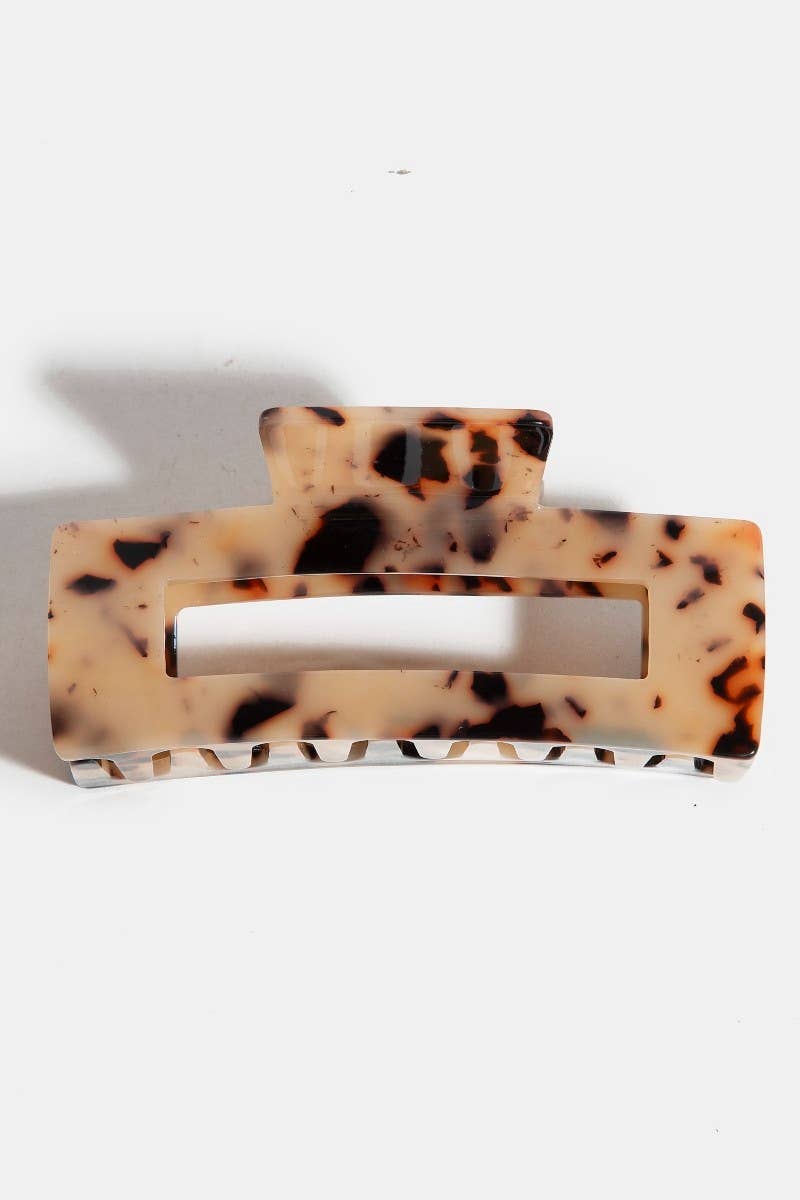 Collections by Fame Accessories - Black And Beige Rectangle Hair Claw