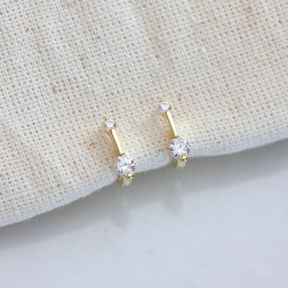 Mesa Blue - Zircon Pen Huggie Hoop Earrings -Hypoallergenic, Sterling Si