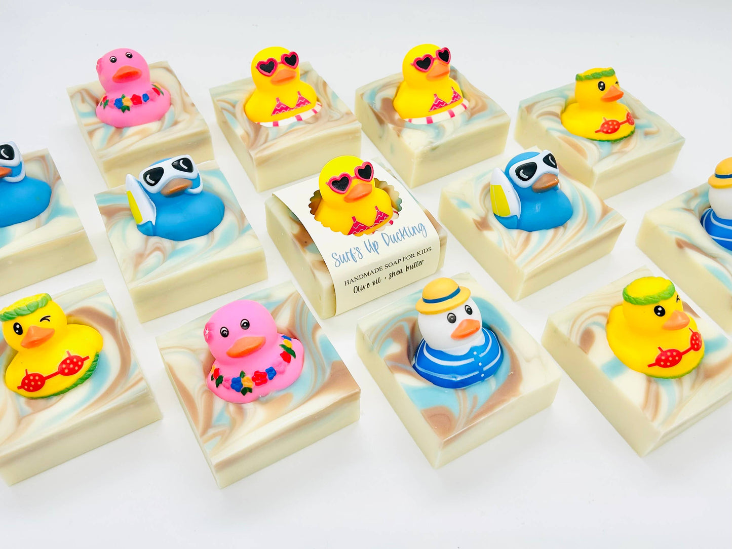 SARATOGA NATURAL BODY CARE LLC - Summer Surf's Up Duckling Handmade Soap Bar for Kids VEGAN