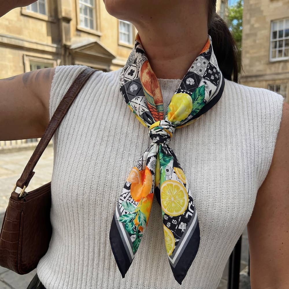Anarchy Street - Lemon And Orange Print Square Bandana Scarf