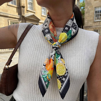 Anarchy Street - Lemon And Orange Print Square Bandana Scarf