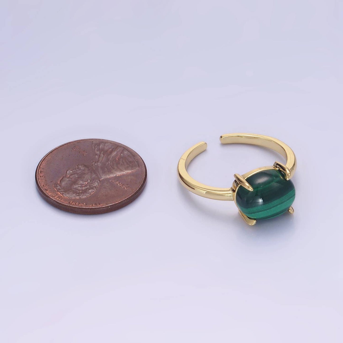 Aim Eternal - 14K Gold Filled Malachite Gemstone Oval Solitaire Ring