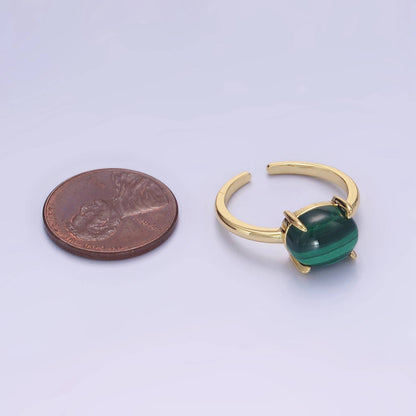Aim Eternal - 14K Gold Filled Malachite Gemstone Oval Solitaire Ring