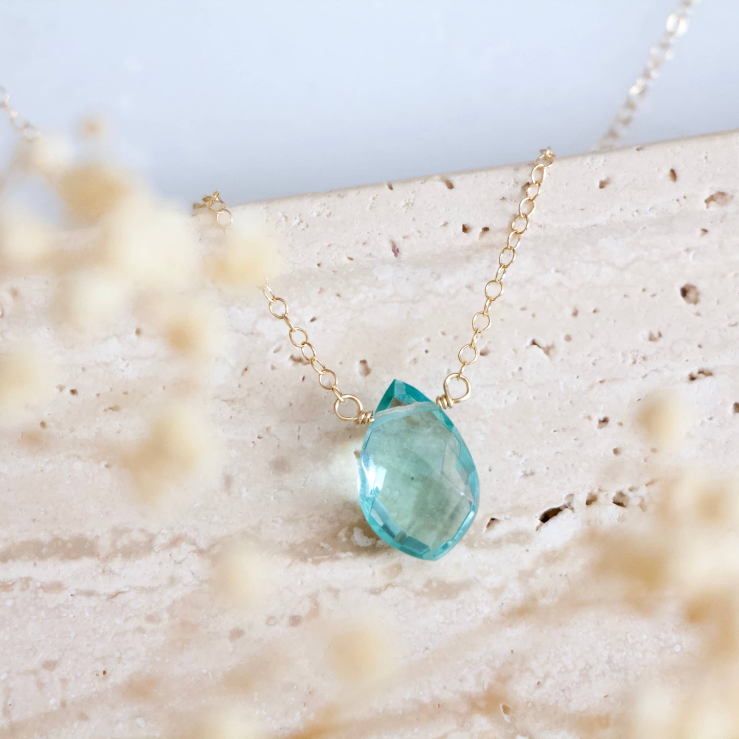 Mesa Blue - Aquamarine Quartz Necklace - Gold Filled
