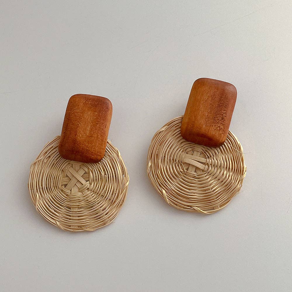 Dipped Shop - Wooden Vintage Rattan Elegant Earrings DPJE1802