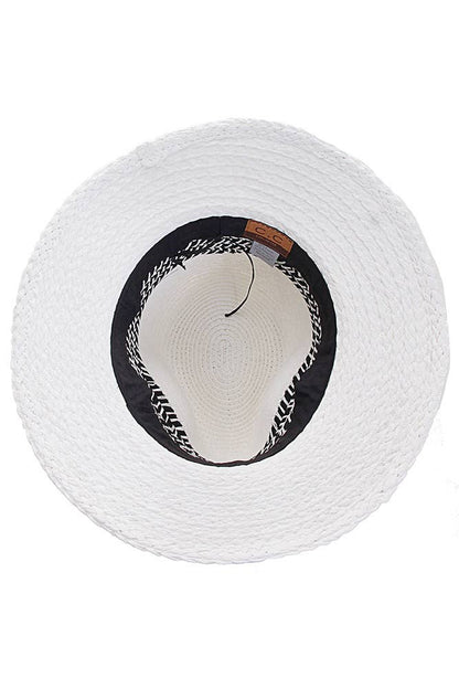 Hana - C.C Paper Straw Panama with Whip Stitches on Woven Trim