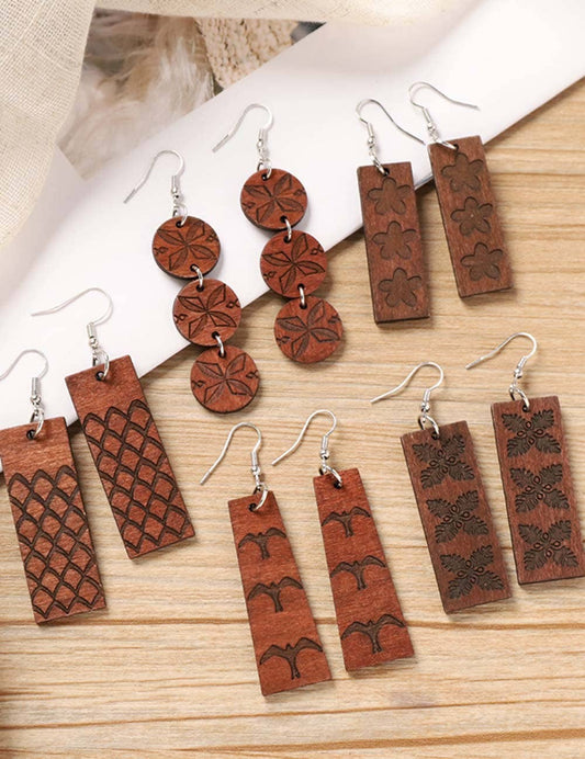 Dipped Shop - Minimalist Handmade Vintage Wooden Drop Earrings DP25D781