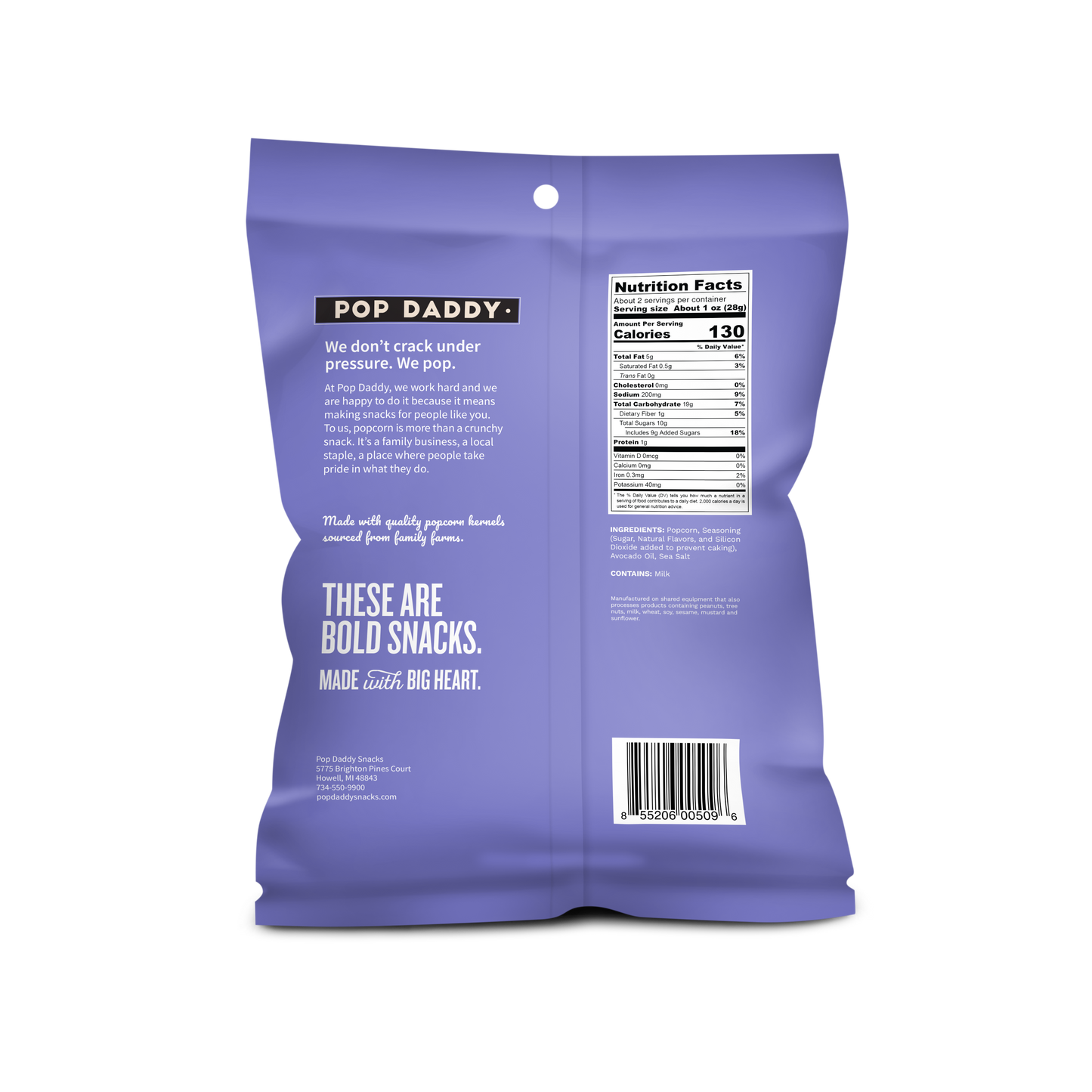 Pop Daddy Snacks - Flavored Popcorn - 2oz - Kettle Corn