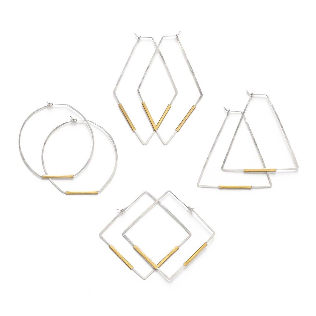 Mind's Eye Design - Handcrafted Mixed Metal Hoops- Rhombus