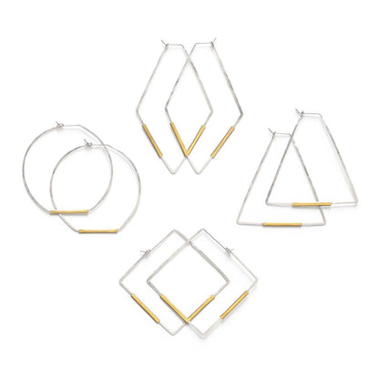 Mind's Eye Design - Handcrafted Mixed Metal Hoops- Rhombus
