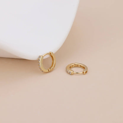Melange Blanc - E162 paved huggie hoop earring, huggie earring, paved hoop