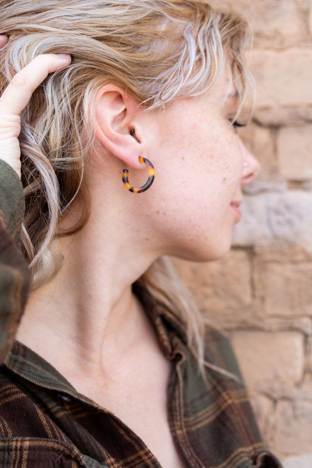 Spiffy & Splendid - Cam Mini Hoops - Tortoise //  Earrings, Jewelry