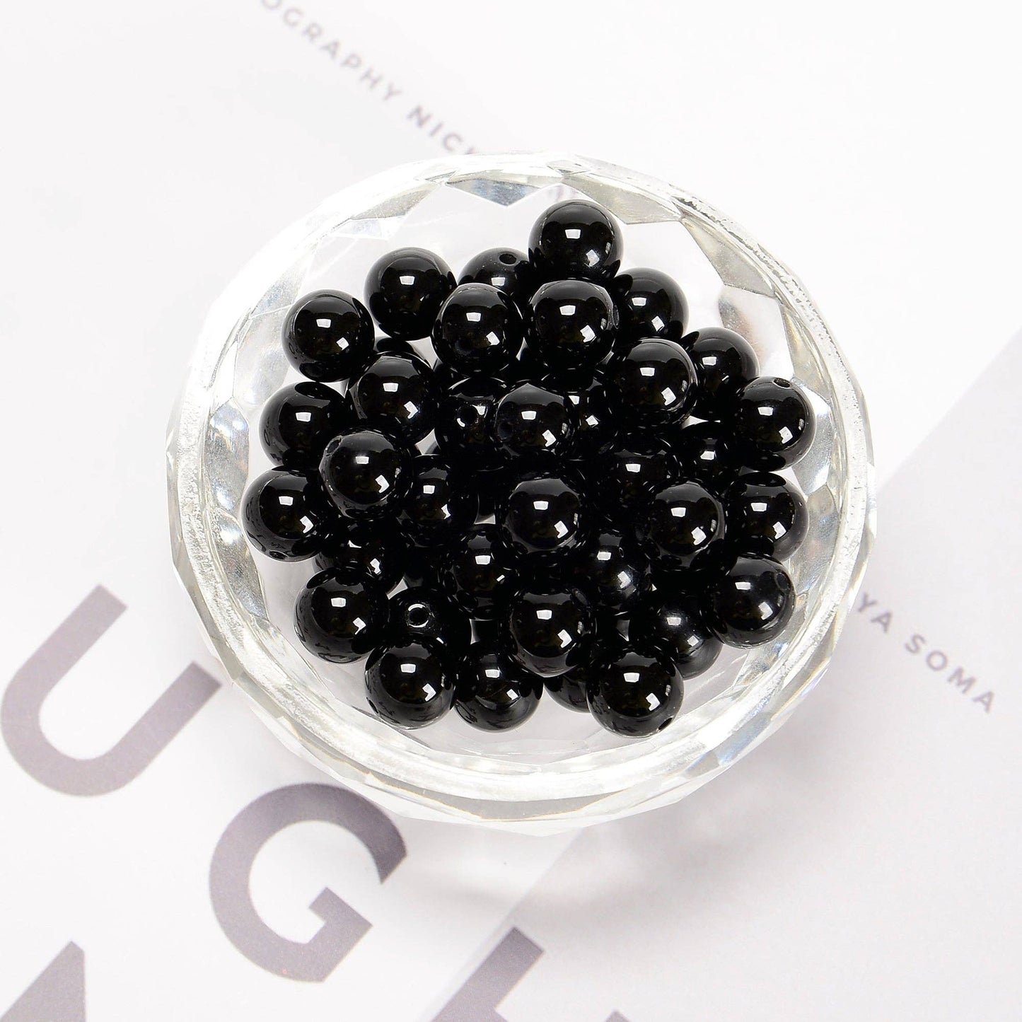 CRCBEADS - Black Onyx Smooth Round Beads 4mm 6mm 8mm 10mm 12mm 14-20mm 15.5" Strand